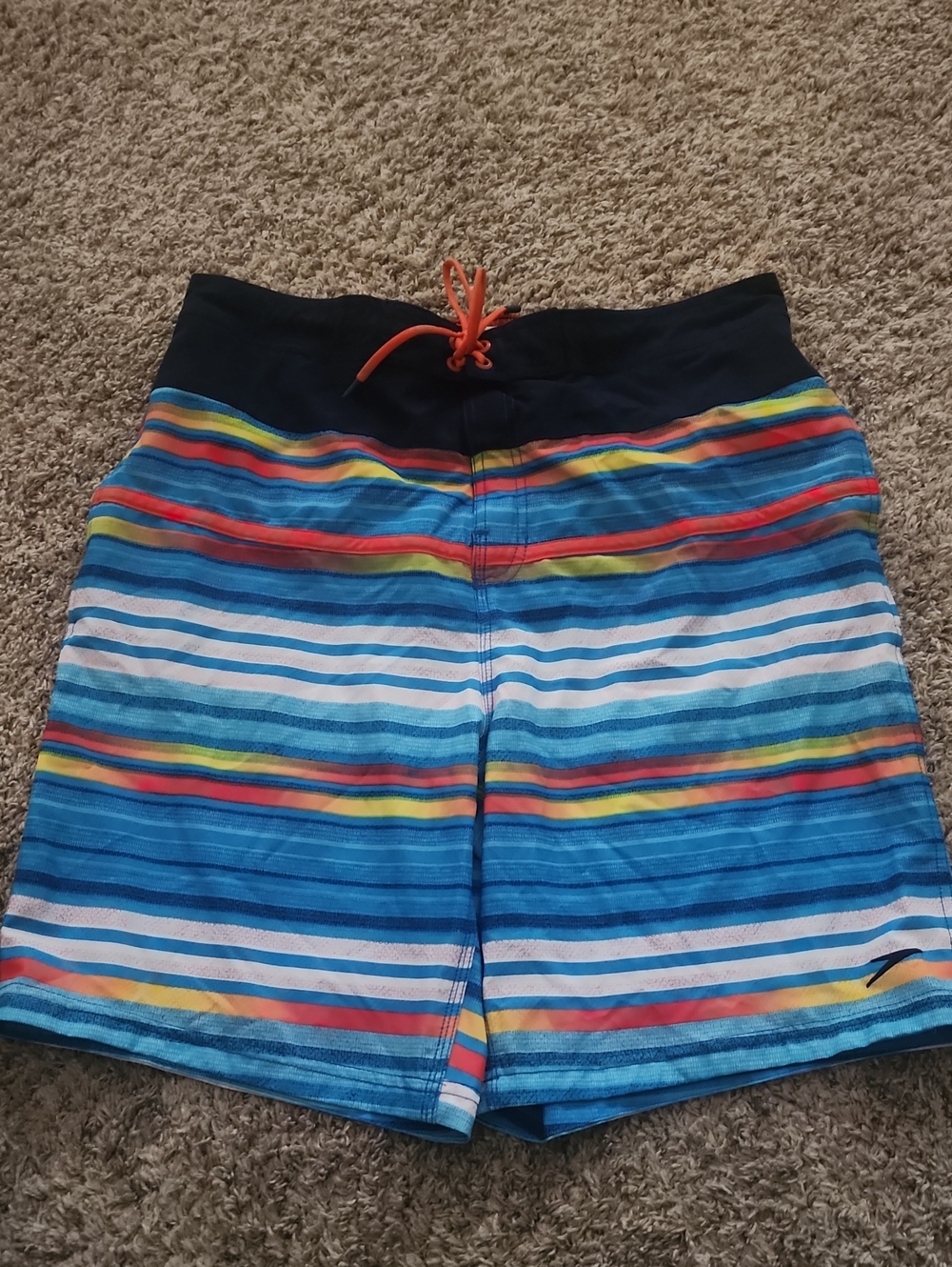 Speedo Navy Swim Shorts with Orange Waistband